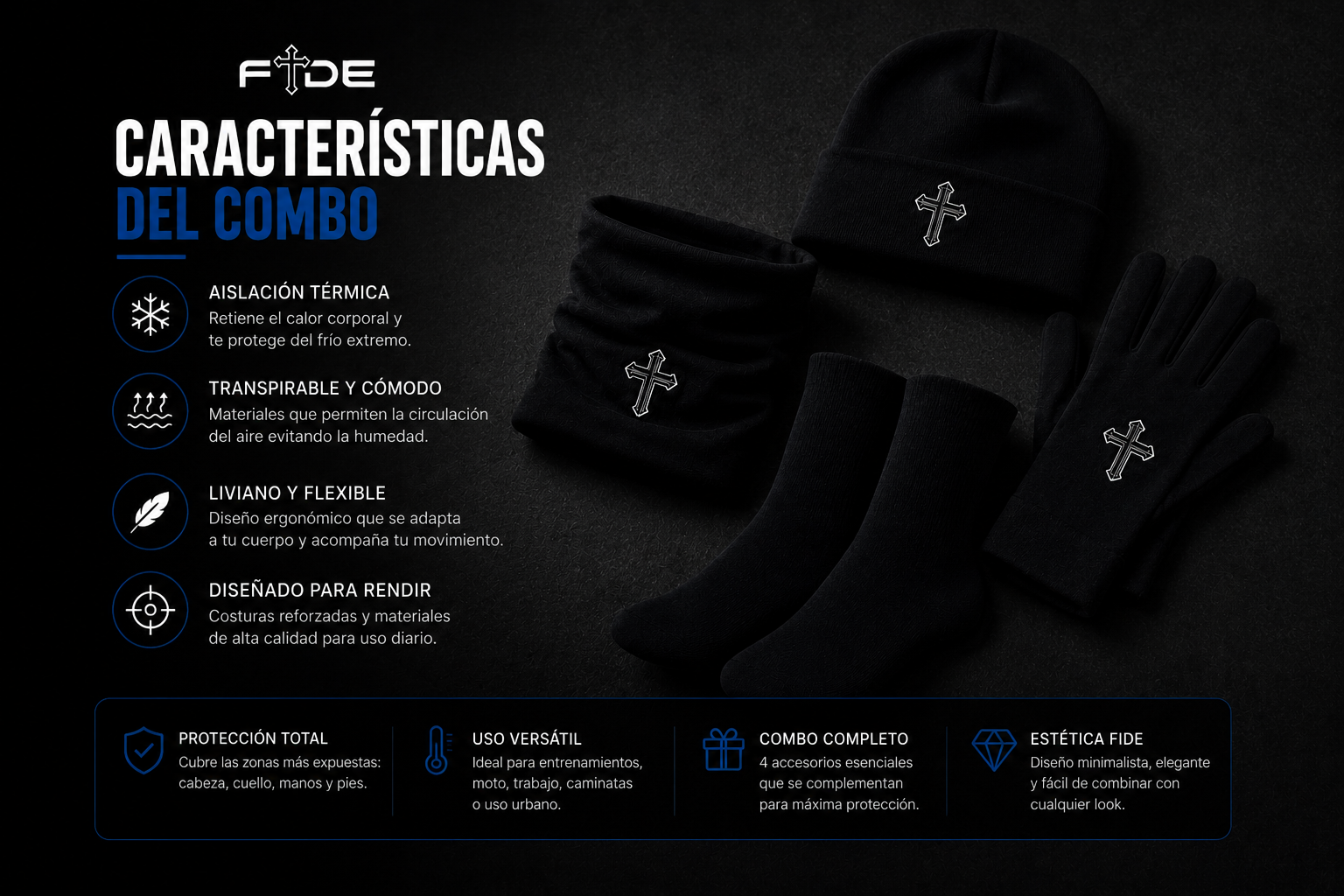 Guantes y gorro t&eacute;rmico Fide